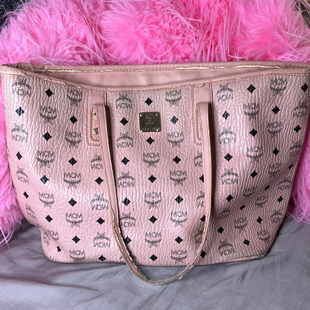 MCM Pink Visetos Monogram Tote Bag
